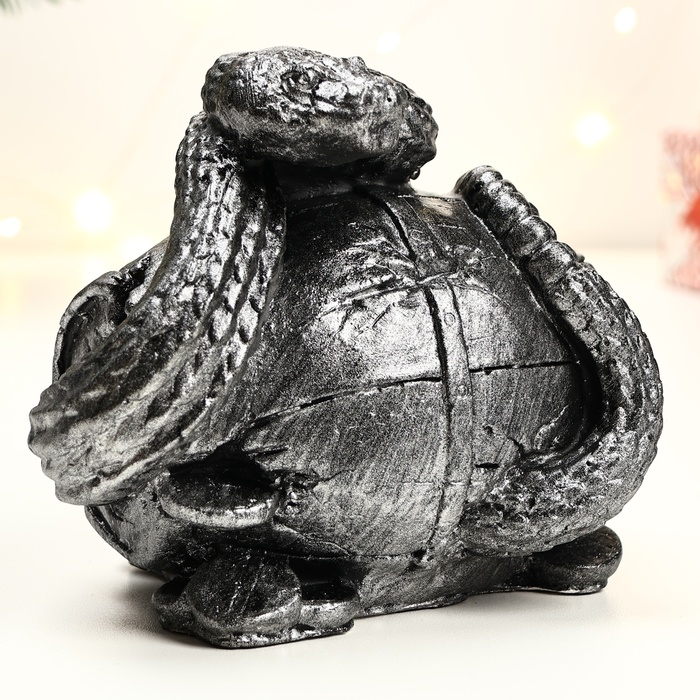 Копилка Копилка "Змея с бочкой" малая серебро, 14х19х12см