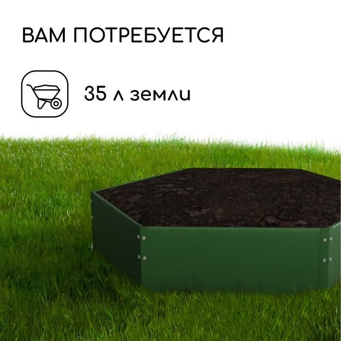 Клумба оцинкованная, d = 60 см, h = 15 см, зелёная, Greengo Клумба оцинкованная, d = 60 см, h = 15 см, зелёная, Greengo