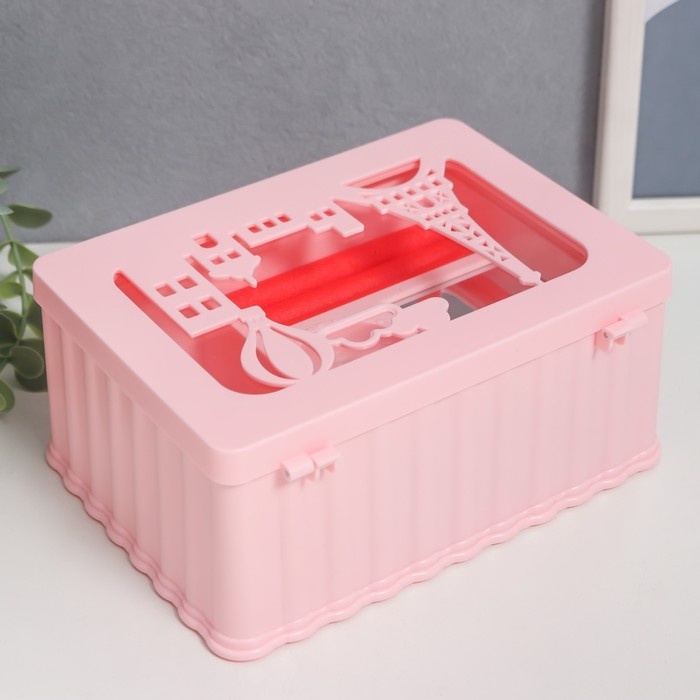 Шкатулка музыкальная механическая Шкатулка музыкальная механическая "Маленький Париж" розовая 12,5х17,5х8 см