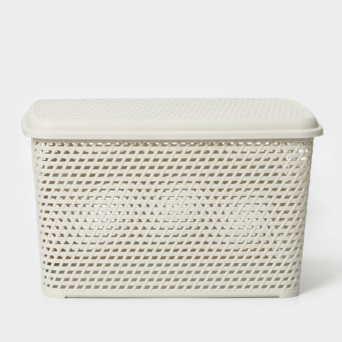 Ящик для хранения с крышкой «Ротанг», 23 л, 45×30×26,5 см, цвет белый Ящик для хранения с крышкой «Ротанг», 23 л, 45×30×26,5 см, цвет белый