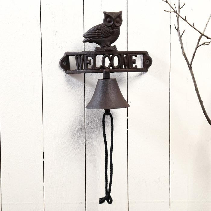 Колокол сувенирный металл  Колокол сувенирный металл "Филин. Welcome" 22х21х12 см