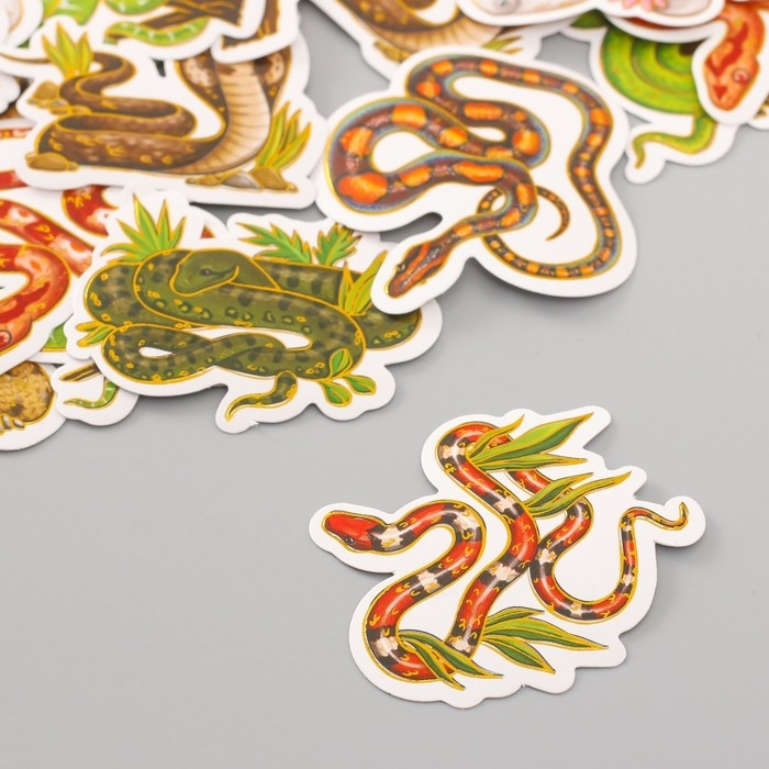 Наклейки для творчества Наклейки для творчества "Змеи" тиснение золото набор 48 шт 9х7х0,8 см