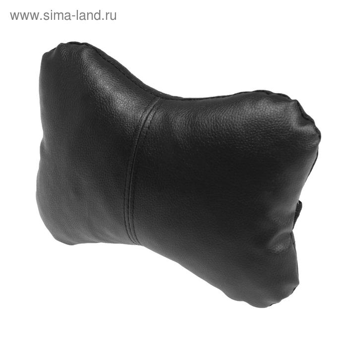 Подушка автомобильная косточка, на подголовник, экокожа, чёрный, 16х24 см Подушка автомобильная косточка, на подголовник, экокожа, чёрный, 16х24 см