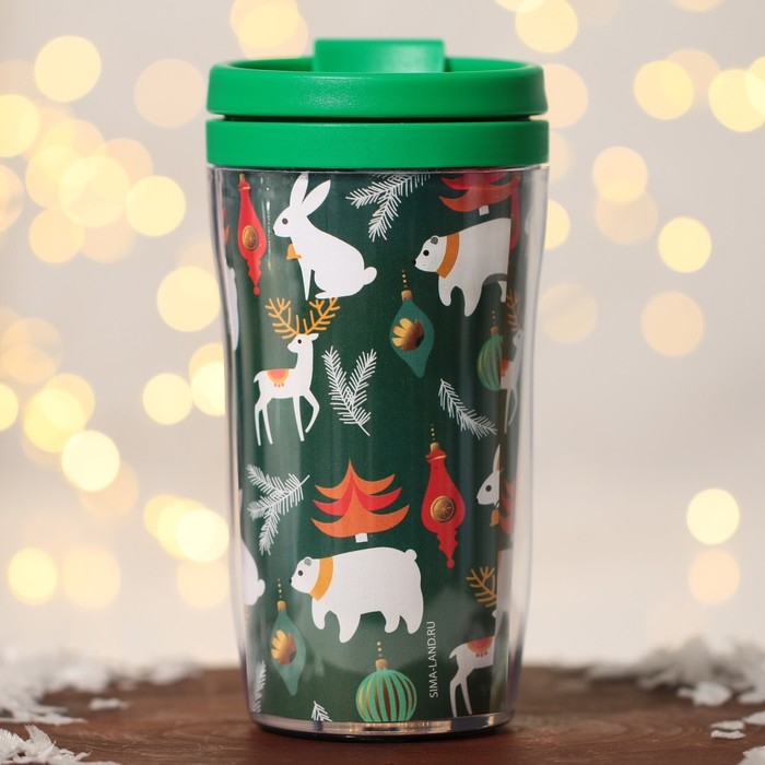Новый год. Термостакан со вставкой &laquo;Новогодние животные&raquo;, 250 мл