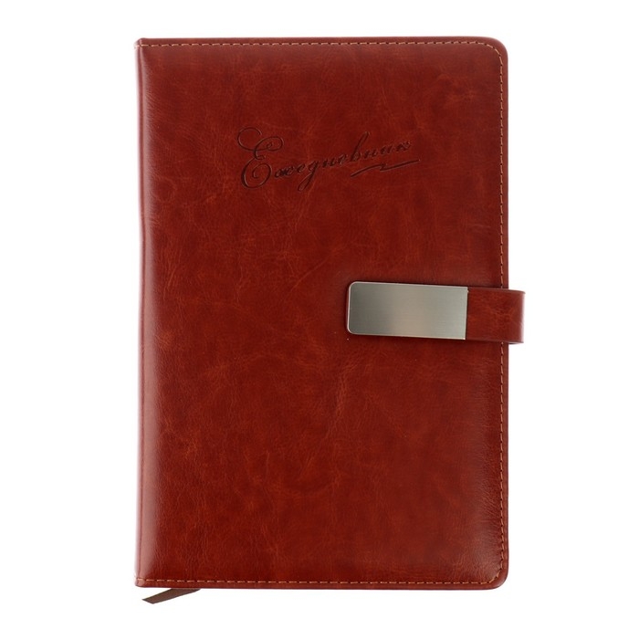 Ежедневник недатированный А5, 140 листов в клетку, с хлястиком, обложка кожзам, МИКС Ежедневник недатированный А5, 140 листов в клетку, с хлястиком, обложка кожзам, МИКС