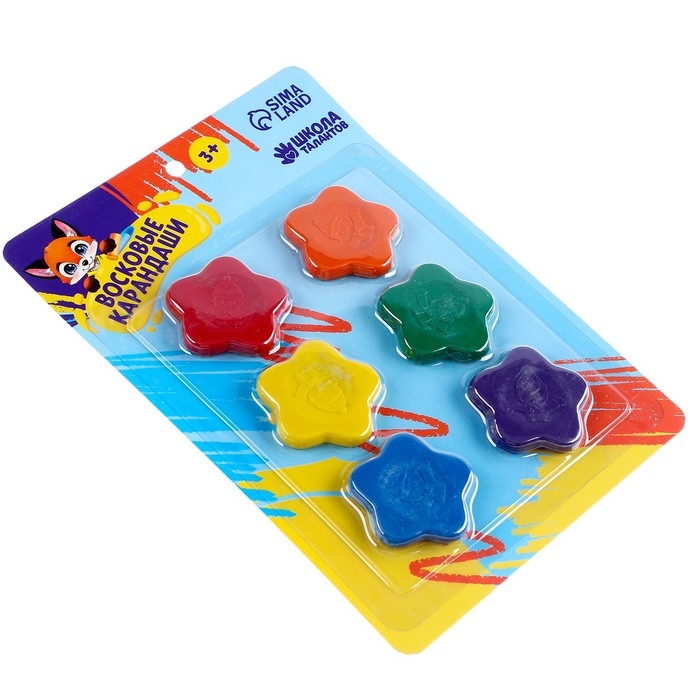 Восковые карандаши «Звезды», набор 6 цветов Восковые карандаши «Звезды», набор 6 цветов