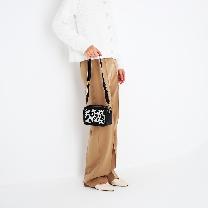 Сумка кросс-боди на молнии, цвет чёрный/белый Сумка кросс-боди на молнии, цвет чёрный/белый