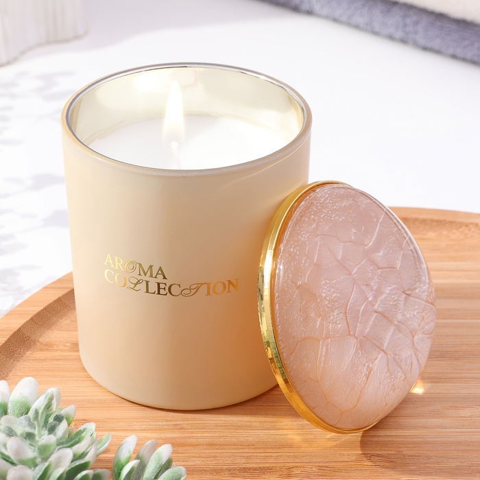 Свеча ароматическая в стакане  Свеча ароматическая в стакане "Aroma collection", 260 г, цитрус, сандаловое дерево, в тубусе   10547
