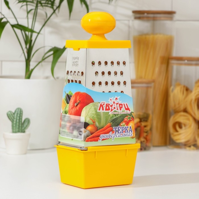 Тёрка Доляна «Комфорт», 4 грани, с контейнером 450 мл, ручка круглая, 28×12×9 см, цвет МИКС Тёрка Доляна «Комфорт», 4 грани, с контейнером 450 мл, ручка круглая, 28×12×9 см, цвет МИКС