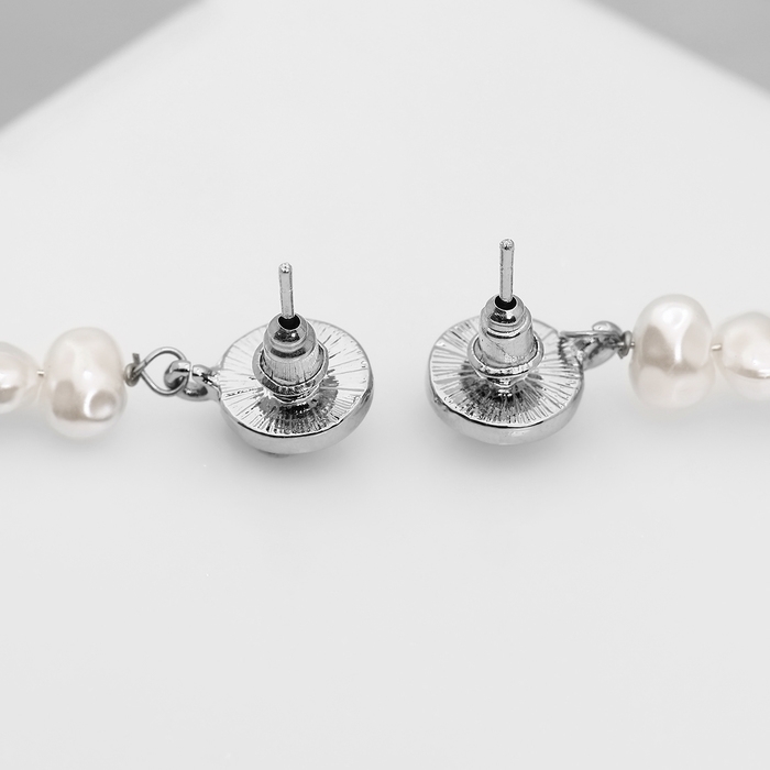Серьги с жемчугом «Бусина» вершина, цвет серебро Серьги с жемчугом «Бусина» вершина, цвет серебро