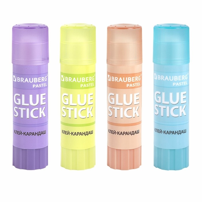 Клей-карандаш PVP 15г BRAUBERG PASTEL, Набор 4шт , блистер 271250 Клей-карандаш PVP 15г BRAUBERG PASTEL, Набор 4шт , блистер 271250