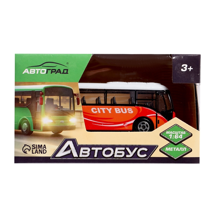 Автобус металлический «Междугородний», масштаб 1:64, цвет красный Автобус металлический «Междугородний», масштаб 1:64, цвет красный