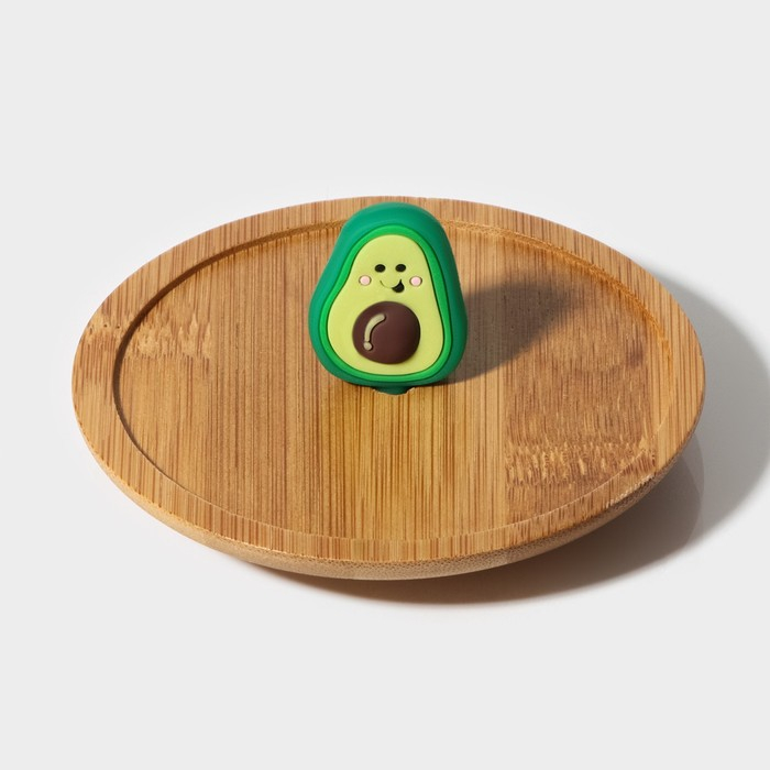 Кружка стеклянная с деревянной крышкой «Авокадо», 350 мл, рисунок МИКС Кружка стеклянная с деревянной крышкой «Авокадо», 350 мл, рисунок МИКС