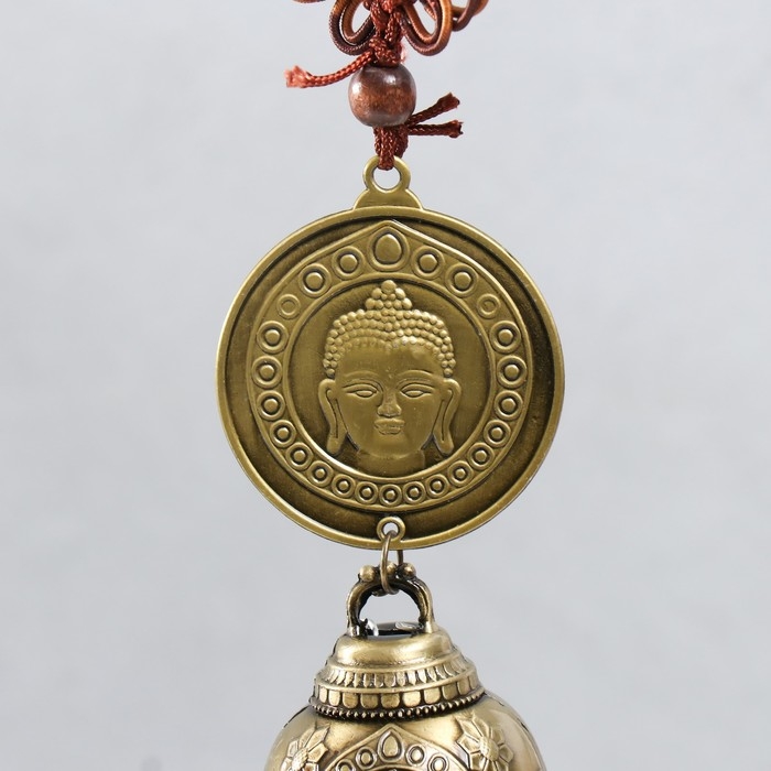 Музыка ветра металл Музыка ветра металл "Монета Будды с колокольчиком" с кисточкой 5х5х30 см