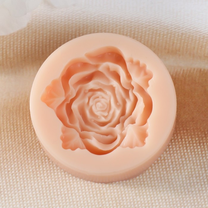 Молд силикон Молд силикон "Роза с листьями" 3,5х3,5х0,9 см