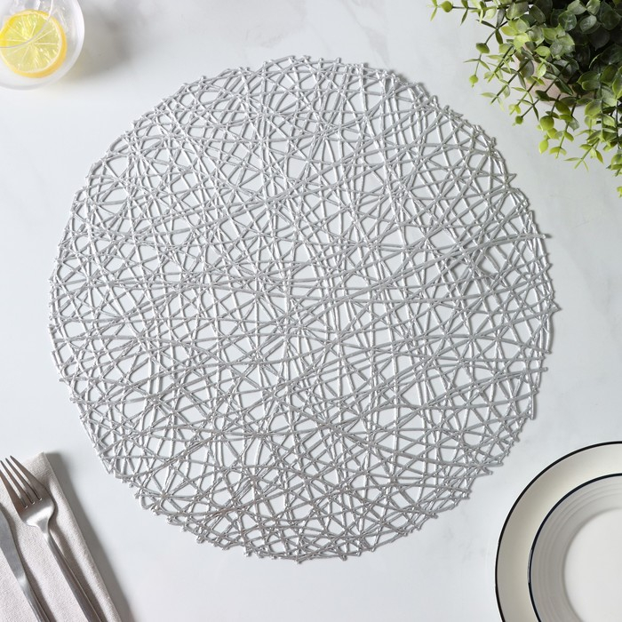 Набор салфеток сервировочных на стол Доляна «Паутинка», d=38 см, 4 шт, цвет серебряный Набор салфеток сервировочных на стол Доляна «Паутинка», d=38 см, 4 шт, цвет серебряный