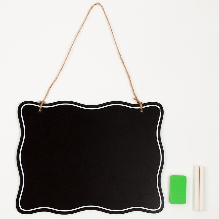 Доска меловая для рисования и записей двухсторонняя, 26 × 20 × 0,5 см, набор мелков и губка Доска меловая для рисования и записей двухсторонняя, 26 × 20 × 0,5 см, набор мелков и губка