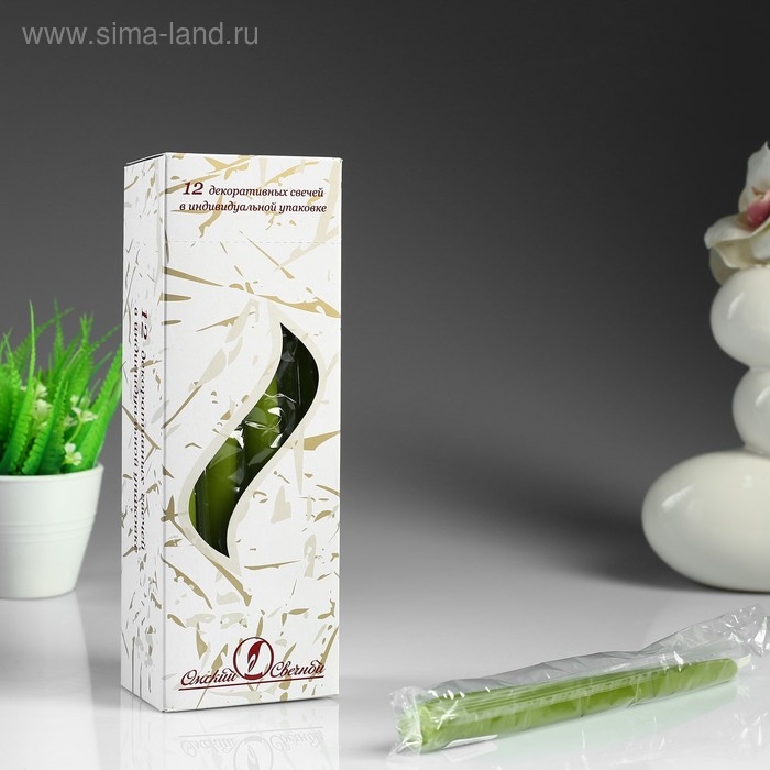 Свеча античная, 2,3х 24,5 см, 5 ч, 55 г, оливковая Свеча античная, 2,3х 24,5 см, 5 ч, 55 г, оливковая