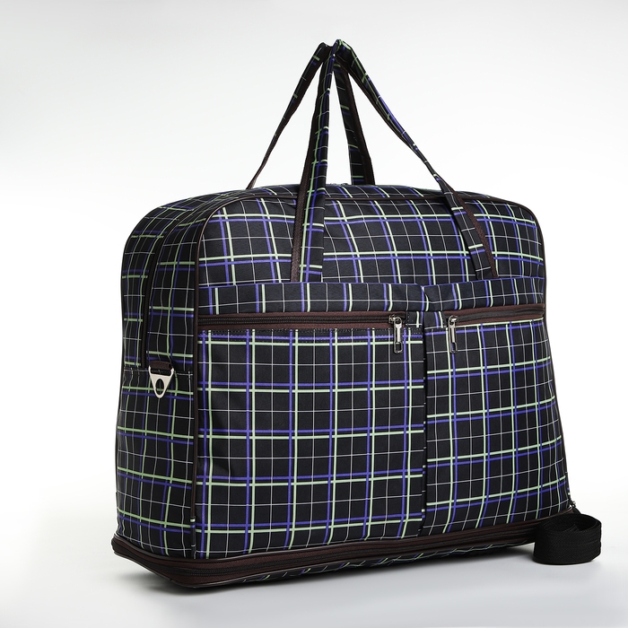 Сумка дорожная на молнии, с увеличением, 3 наружных кармана, длинный ремень цвет чёрный Сумка дорожная на молнии, с увеличением, 3 наружных кармана, длинный ремень цвет чёрный