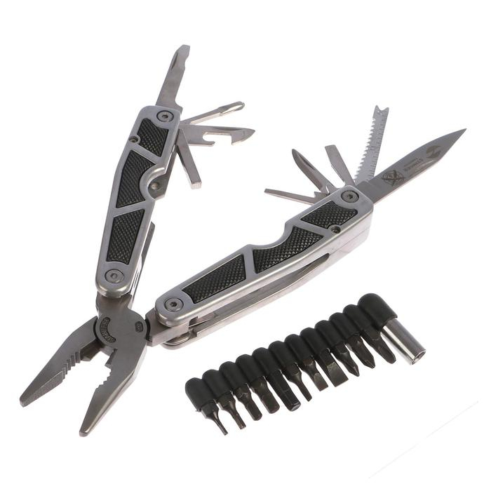 Мультитул Stinger, 10 инструментов, 12 насадок, нейлоновый чехол, коробка картон