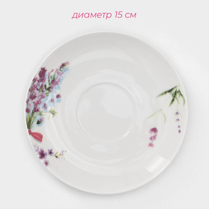 Сервиз фарфоровый чайный Доляна «Лаванда», 12 предметов: 6 чашек 250 мл, 6 блюдец d=15 см, цвет белый Сервиз фарфоровый чайный Доляна «Лаванда», 12 предметов: 6 чашек 250 мл, 6 блюдец d=15 см, цвет белый