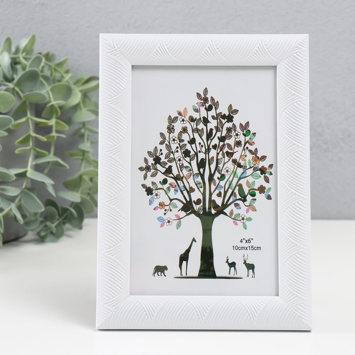 Фоторамка пластик 10х15 см Фоторамка пластик 10х15 см "Сечение волн" белая 17,8х12,9х0,9 см