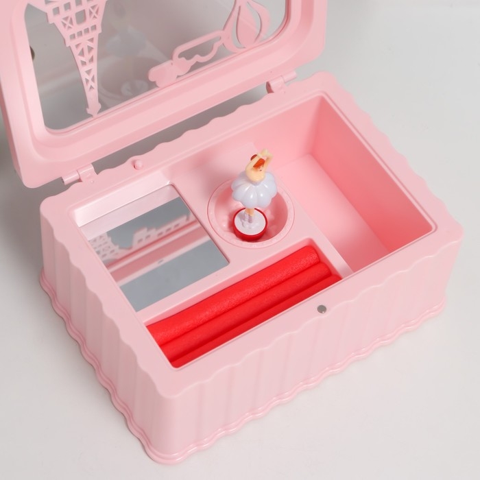 Шкатулка музыкальная механическая Шкатулка музыкальная механическая "Маленький Париж" розовая 12,5х17,5х8 см