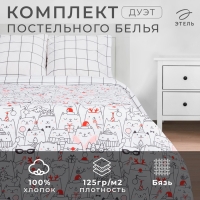 Постельное белье Этель Дуэт Xmas cat 143*215 см - 2 шт, 240*220 см, 70*70 см - 2 шт