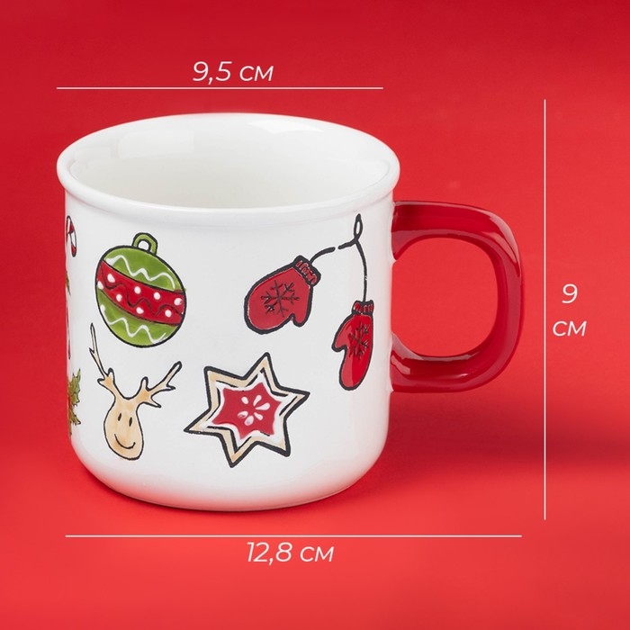 Новогодняя кружка для чая Доляна Sweet Treats, 360 мл, 12,8×9,5×9 см, керамика, цвет белый Новогодняя кружка для чая Доляна Sweet Treats, 360 мл, 12,8×9,5×9 см, керамика, цвет белый