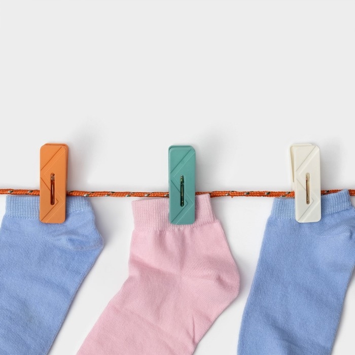 Прищепки бельевые Доляна, 20 шт, верёвка бельевая 13 м, 6,5×2,3 см, ширина низа 3,8 см