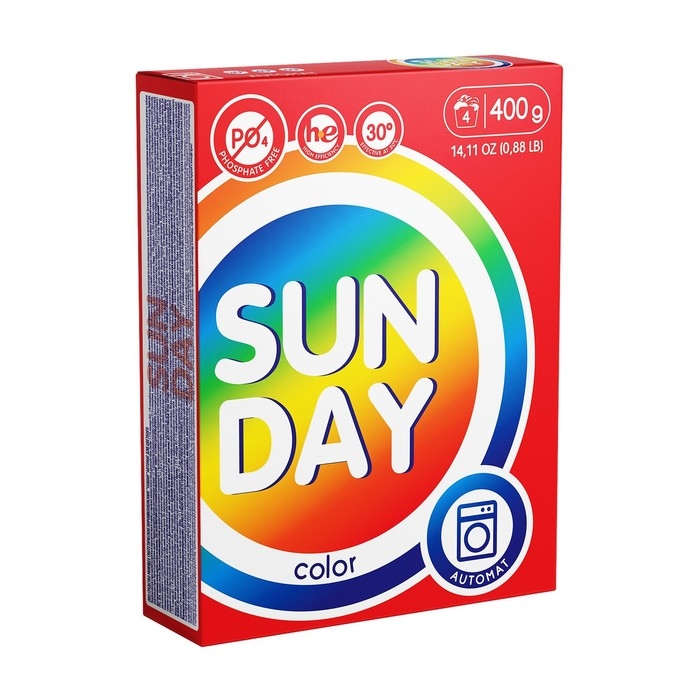 Стиральный порошок Sunday, автомат, для стирки цветного белья, 400 г Стиральный порошок Sunday, автомат, для стирки цветного белья, 400 г