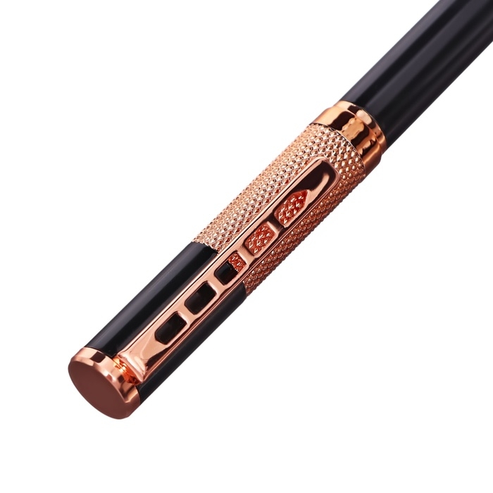 Ручка подарочная шариковая в кожзам футляре поворотная Стиль корпус черный/медь Ручка подарочная шариковая в кожзам футляре поворотная Стиль корпус черный/медь