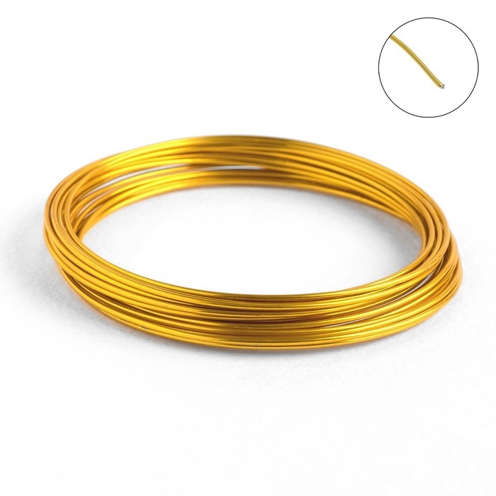 Проволока для плетения d=1,5 мм, намотка 5 м, цвет золотой Проволока для плетения d=1,5 мм, намотка 5 м, цвет золотой