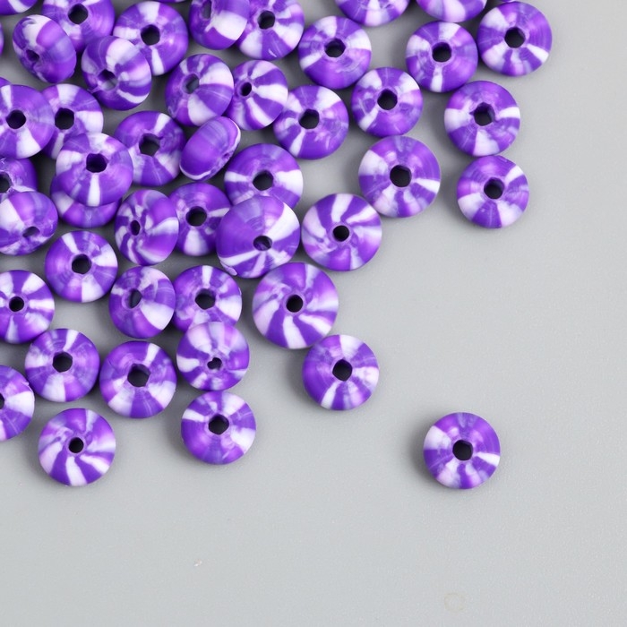 Бусины для творчества PVC Бусины для творчества PVC "Колечки. Фиолетово-белые полосы" набор 112 шт 0,7х0,7х0,3 см