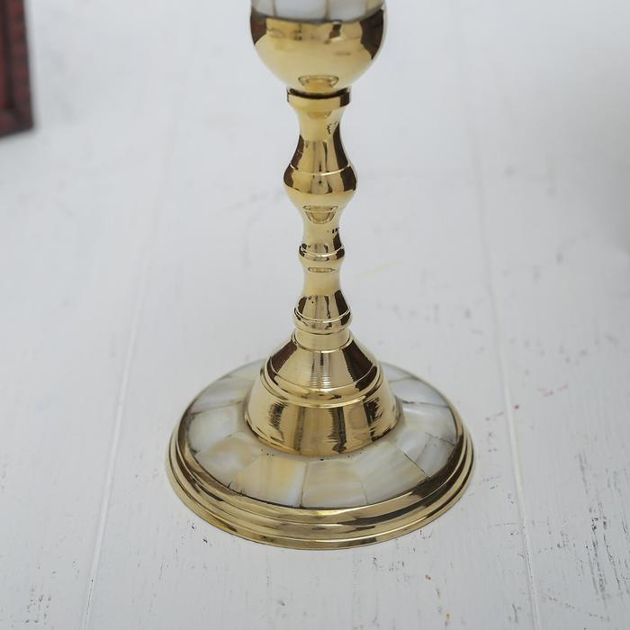 Подсвечник с перламутром  Подсвечник с перламутром "Воображение" на 1 свечу, латунь 7,5х7,5х13,5 см