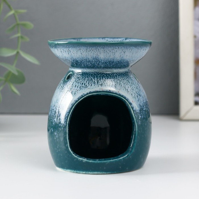 Аромалампа керамика  Аромалампа керамика "Полевой цветок" бело-синяя 7,5х7,5х9,3 см