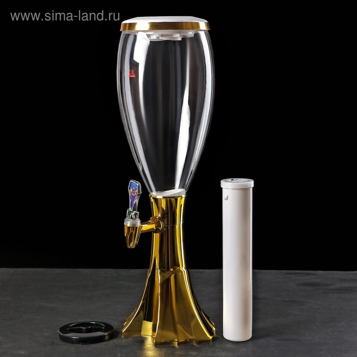 Башня пивная Gold, колба с подсветкой, 3 л, цвет золотой Башня пивная Gold, колба с подсветкой, 3 л, цвет золотой