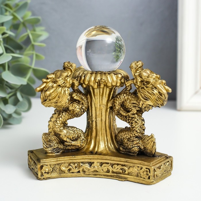 Нэцке полистоун под бронзу  Нэцке полистоун под бронзу "3 дракона с шаром" 12х12х11