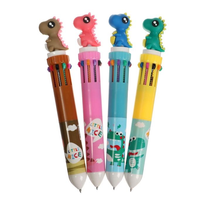 Ручка шариковая автоматическая 10-ти цветная, стержень 0,7 мм Ручка шариковая автоматическая 10-ти цветная, стержень 0,7 мм "Дракон", МИКС