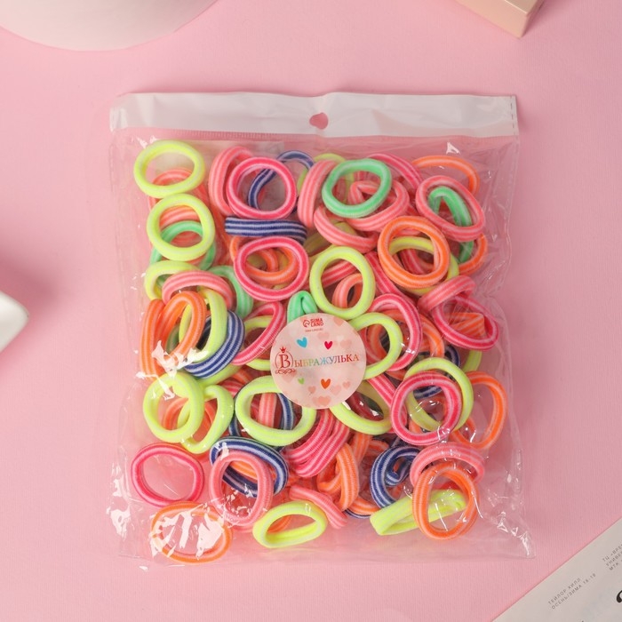 Резинка для волос  Резинка для волос "Махрушка спорт" (набор 100 шт) полоски яркость, 2,5 см