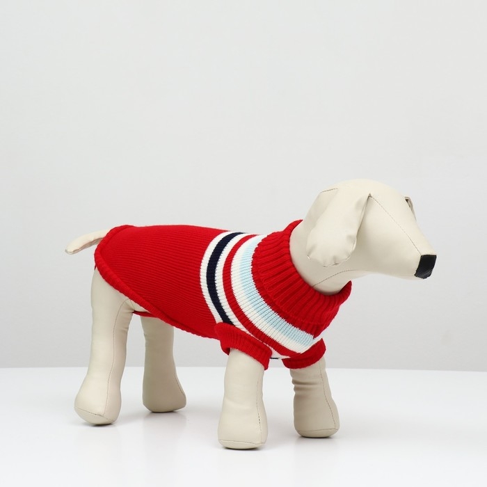 Свитер Свитер "Полоски", M (ДС 26, ОШ 26, ОГ 28-46 см), красный