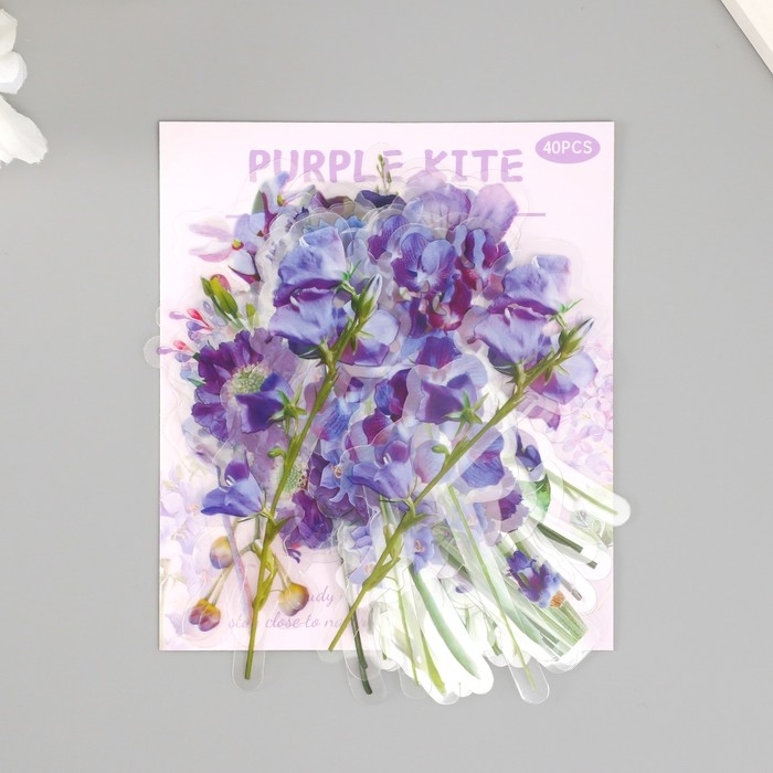 Наклейки для творчества пластик PVC Наклейки для творчества пластик PVC "Сиреневое поле" набор 40 шт 9х10.5 см