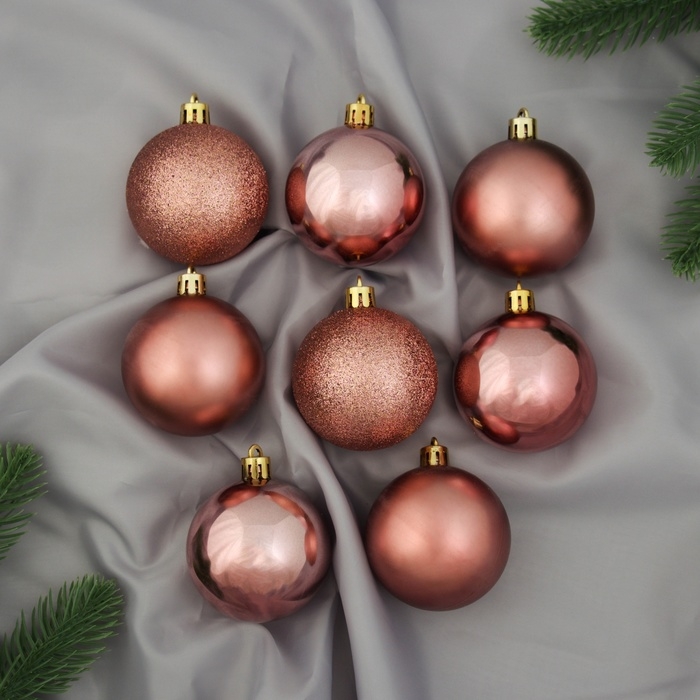 Набор шаров пластик d-6 см, 8 шт Набор шаров пластик d-6 см, 8 шт "Нежный гламур"