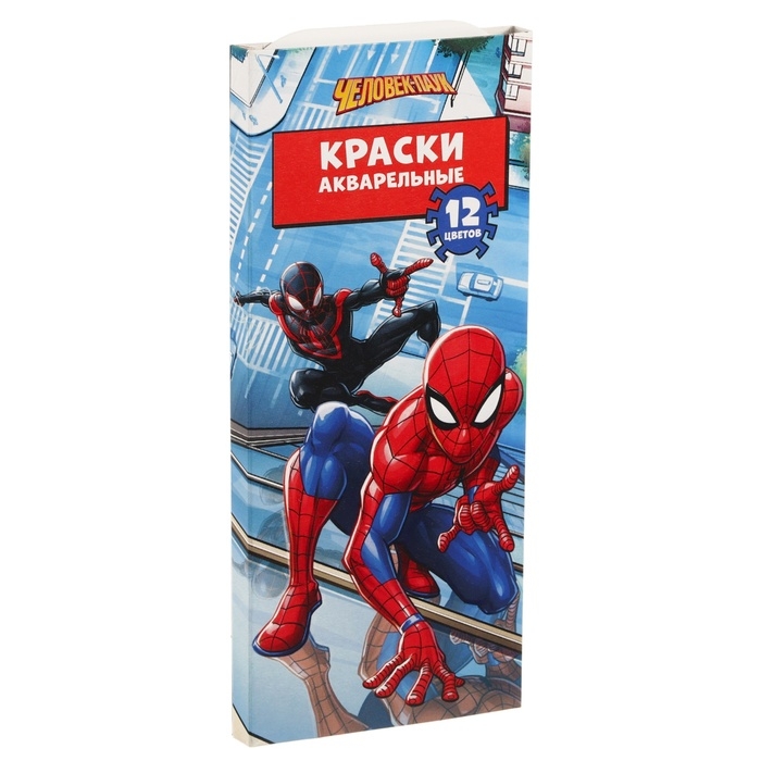 Акварель медовая «Человек-паук», 12 цветов, в картонной коробке, без кисти Акварель медовая «Человек-паук», 12 цветов, в картонной коробке, без кисти