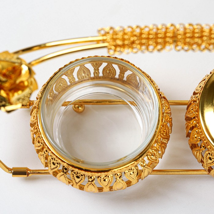 Набор сахарниц &laquo;Бонжур&raquo;, с ложками на подставке, цвет золотой