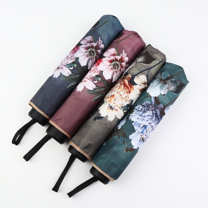 Зонт механический «Флора», эпонж, 4 сложения, 8 спиц, R = 48/55 см, D = 110 см, цвет МИКС Зонт механический «Флора», эпонж, 4 сложения, 8 спиц, R = 48/55 см, D = 110 см, цвет МИКС