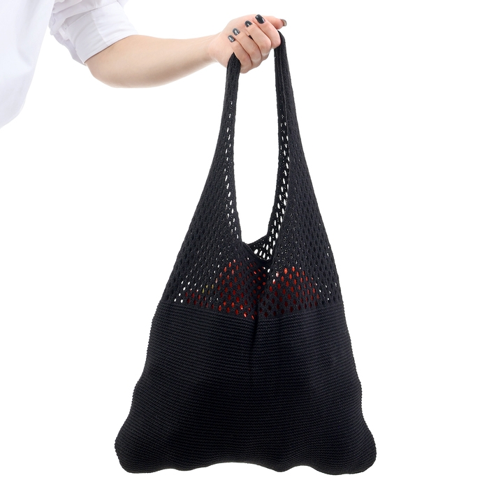 Авоська 38 х 62 см, ручка 22 см, клетка 0.5 см, черная Авоська 38 х 62 см, ручка 22 см, клетка 0.5 см, черная