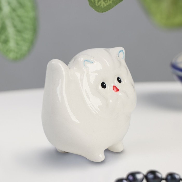 Сувенир Сувенир "Кот перс", 7,5х8см, гжель, цвет белый