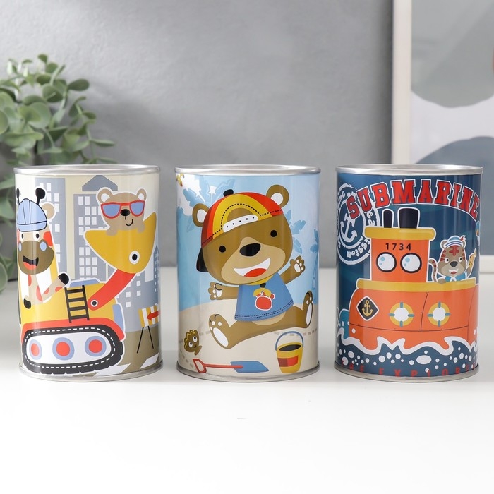 Копилка металл банка Копилка металл банка "Весёлые приключения" МИКС 7,5х7,5х10 см