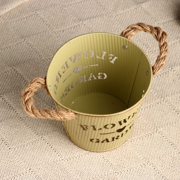 Кашпо  Кашпо "Ведерко цветочный сад" зеленое, 13х13х12см